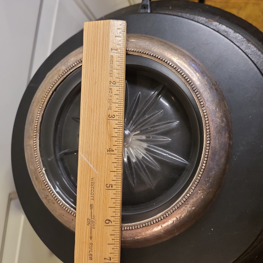 Sterling Silver and Glass Wine Bottle Coaster / Trinket Dish 7" Frank Whiting Co - Picture 7 of 12